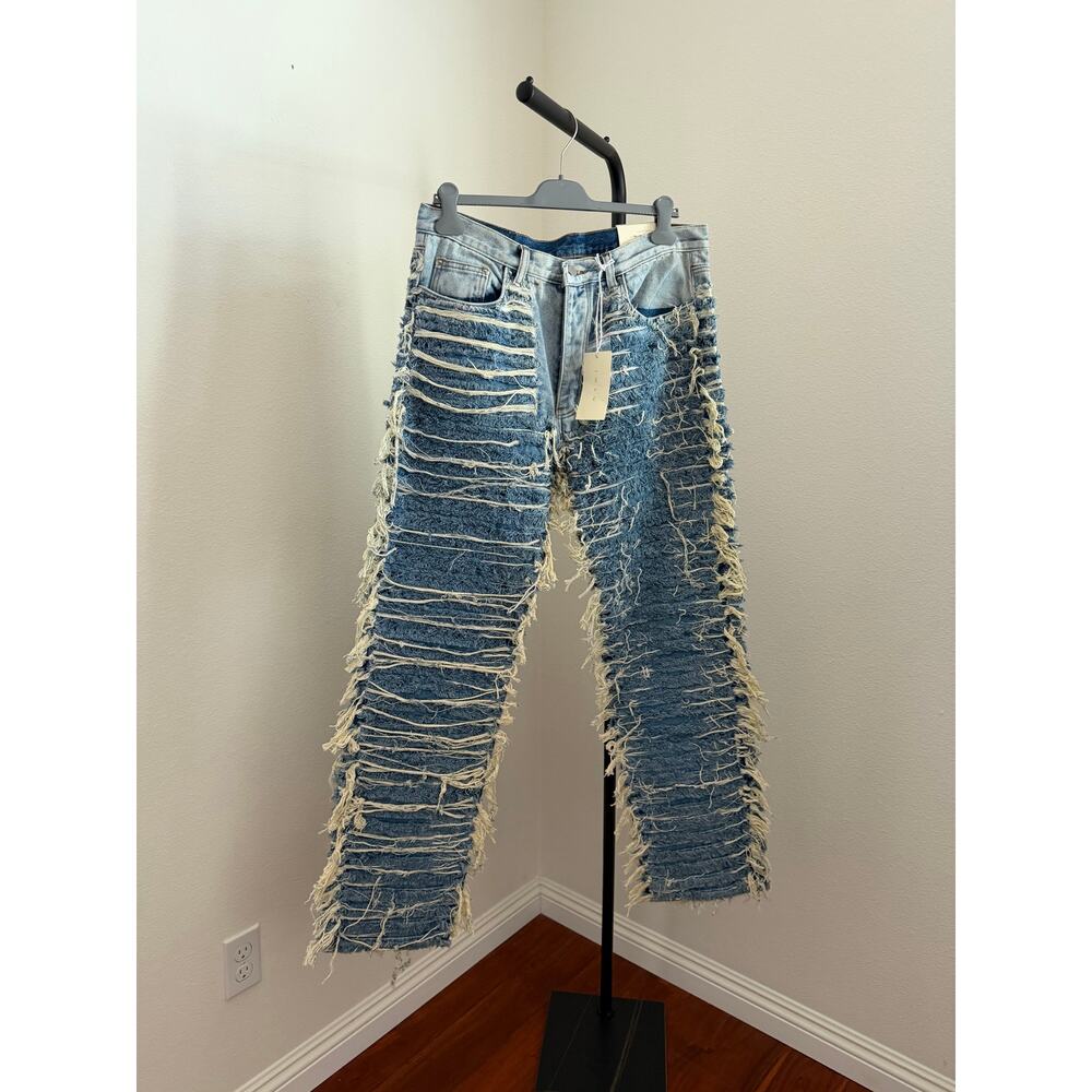New men’s MNML baggy frayed denim jeans 33 - Picture 5 of 10